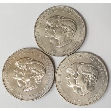 GREAT BRITAIN UK 1981 . CROWNS . 3x PRINCE CHARLES and LADY DIANA